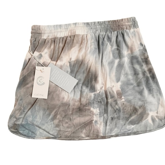 Calme by Johnny Was Rain Blue Tie Dye Commuter Short Skirt Size Small NWT - Picture 4 of 10